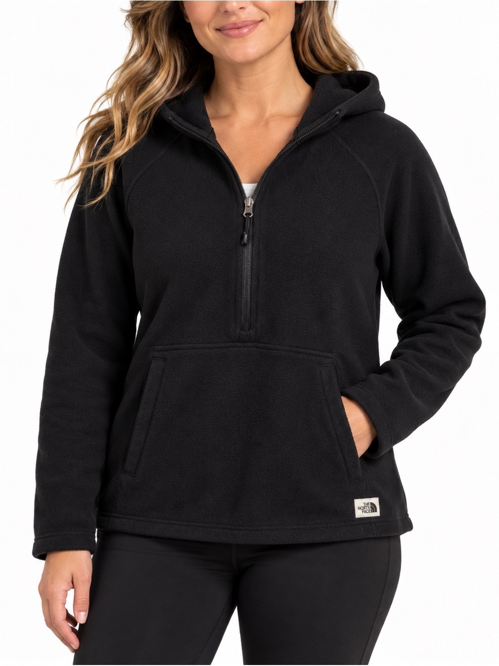 The North Face Women’s Black Quarter Zip Hooded Fleece Pullover M